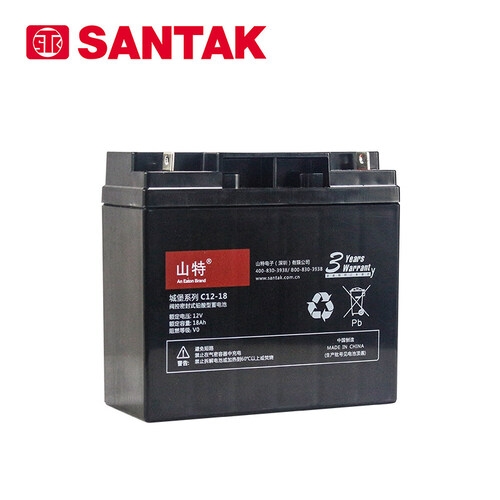 SANTAK山特C12-18 12V18AH UPS不间断电源专用阀控式铅酸蓄电池 铅酸电池